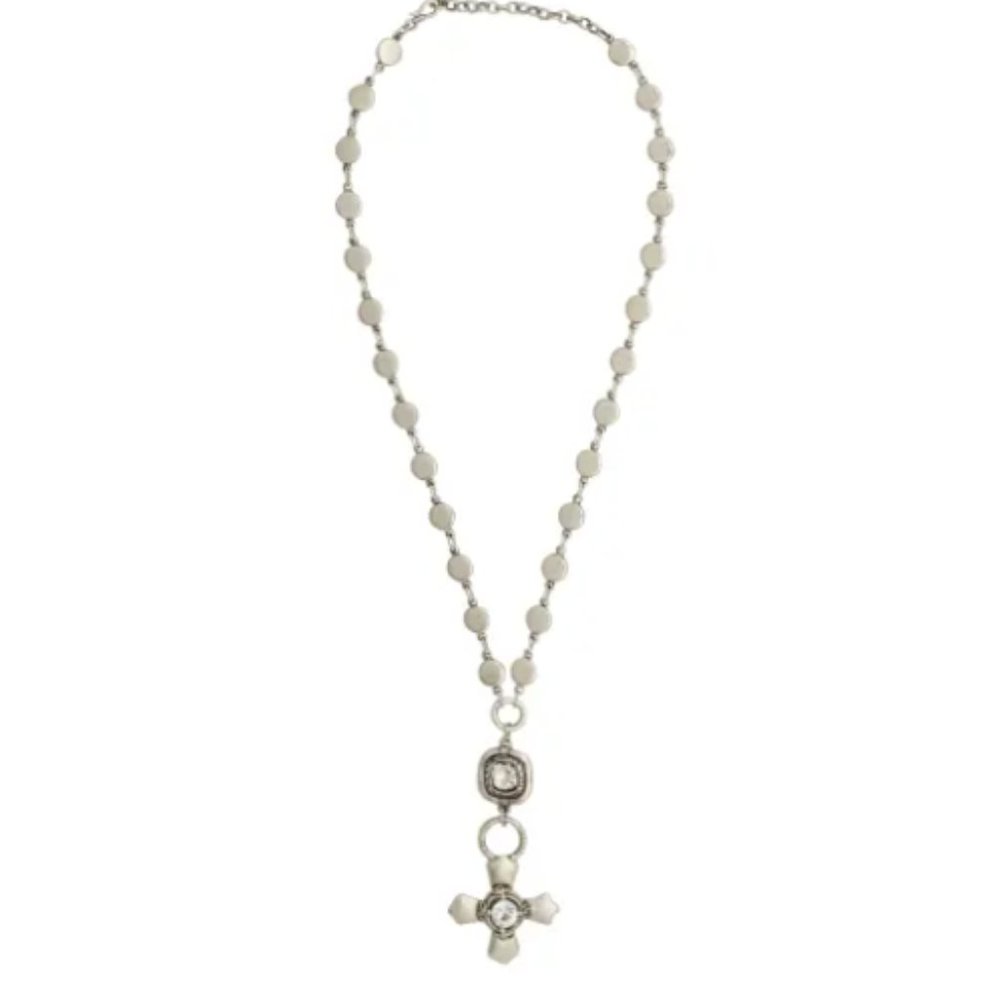 Pewter & Swarovski Cross Necklace